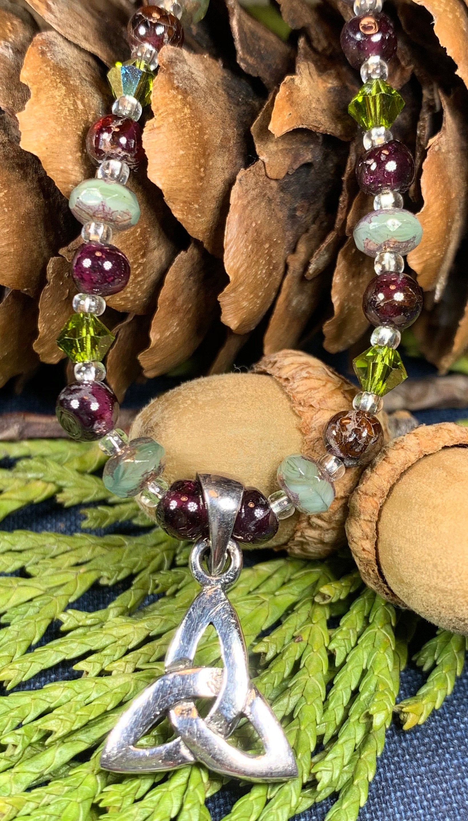 Wine & Roses Trinity Knot Necklace — view 10