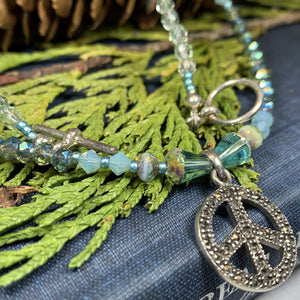 Peace Sign Necklace, Celtic Jewelry, Crystal Jewelry, Sister Gift, Girlfriend Gift, Graduation Gift, Wife Gift, Yoga Gift