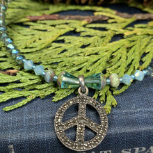 Load image into Gallery viewer, Peace Sign Necklace, Celtic Jewelry, Crystal Jewelry, Sister Gift, Girlfriend Gift, Graduation Gift, Wife Gift, Yoga Gift
