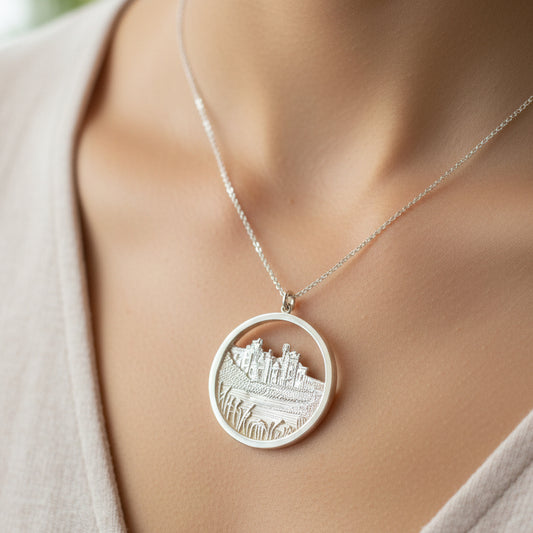 Celtic Castle Necklace, Kylemore Abbey, Irish Jewelry, Irish Castle Necklace, Ireland Gift, Castle Jewelry, Mom Gift, Wife Gift