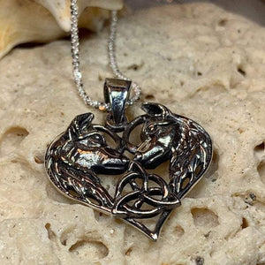 Wolf Necklace, Celtic Jewelry, Norse Jewelry, Pagan Jewelry, Viking Jewelry, Celtic Knot Jewelry, Heart Pendant, Wiccan Jewelry, Irish Gift