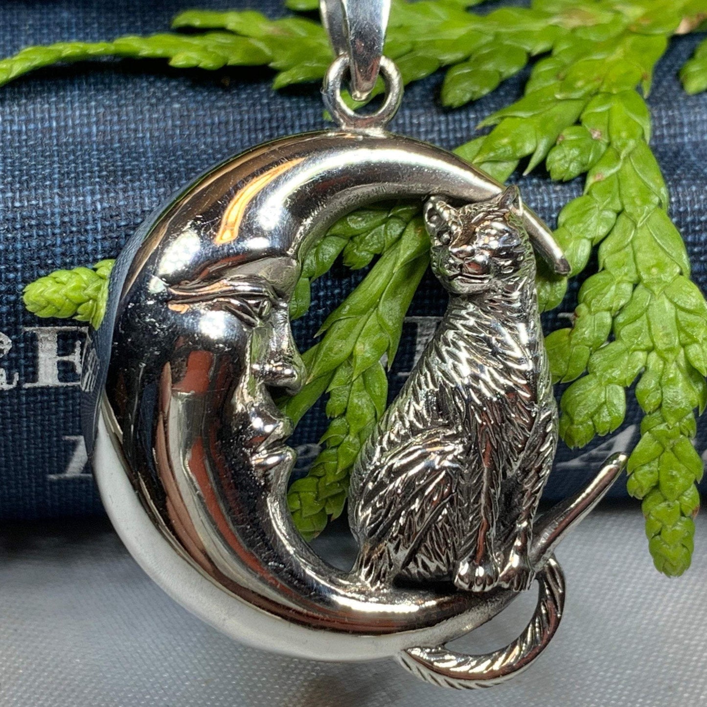 Cat Necklace, Moonstone Jewelry, Cat Pendant, Moon Necklace, Celestial Jewelry, Nature Jewelry, Irish Jewelry, Graduation Gift, Sister Gift