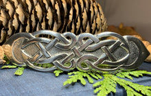 Load image into Gallery viewer, Celtic Knot Hair Clip, Celtic Barrette, Irish Jewelry, Pagan Jewelry, Friendship Gift, Wiccan Jewelry, Norse Jewelry, Animal Barrette

