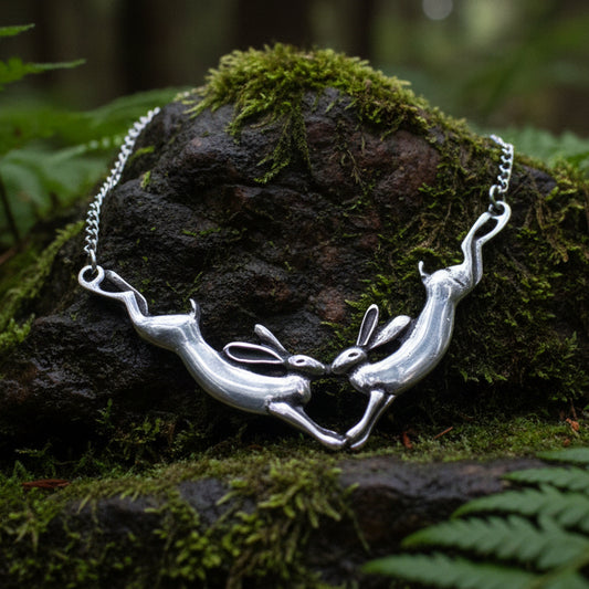 Rabbit Necklace, Animal Jewelry, Nature Necklace, Retirement, Anniversary, Graduation, Hare Jewelry, Runner Gift, Wiccan Jewelry, Mom Gift