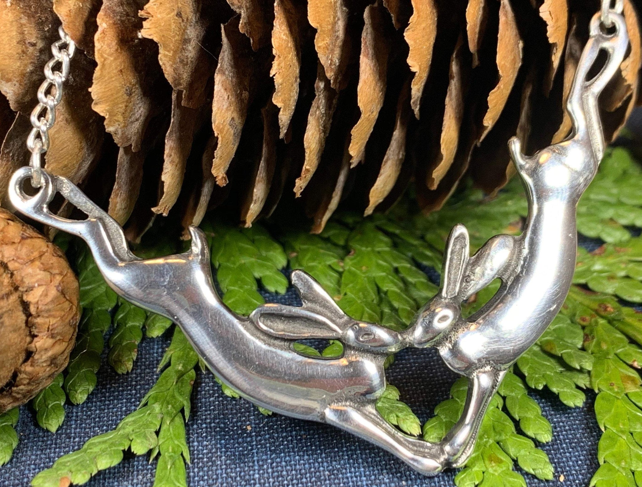 Two Rabbits Necklace – Celtic Crystal Design Jewelry
