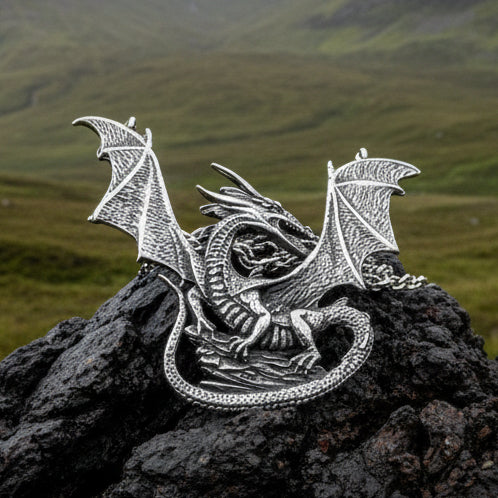 Dragon Necklace, Celtic Jewelry, Pagan Jewelry, Gothic Necklace, Wiccan Jewelry, Welsh Dragon Pendant, Pagan Jewelry, Wales Jewelry