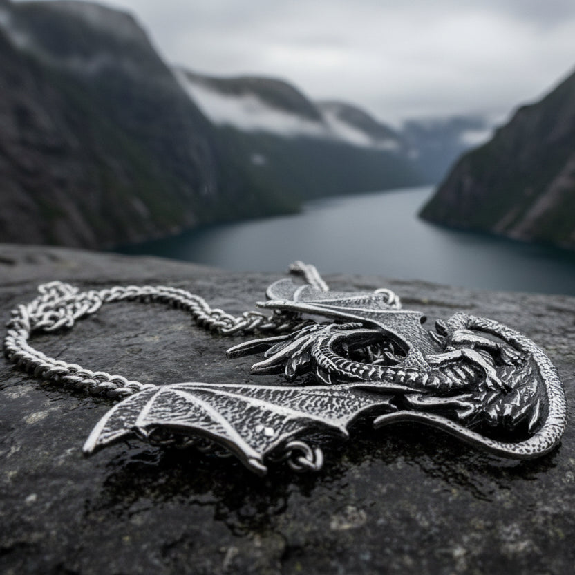 Dragon Necklace, Celtic Jewelry, Pagan Jewelry, Gothic Necklace, Wiccan Jewelry, Welsh Dragon Pendant, Pagan Jewelry, Wales Jewelry