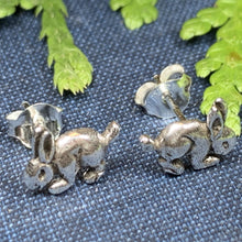 Load image into Gallery viewer, Bunny Earrings, Nature Jewelry, Animal Jewelry, Hare Jewelry, Rabbit Stud Earrings, Anniversary, Wife Gift, Friendship Gift, Runner Gift
