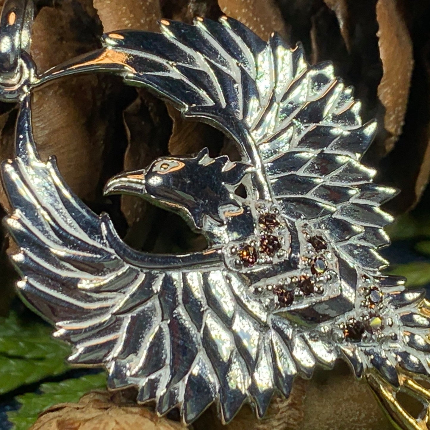 Phoenix Necklace, Celtic Jewelry, Bird Pendant, Firebird Jewelry, Inspirational Gift, Pagan Jewelry, Viking Jewelry, Gothic Jewelry