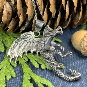 Dragon Necklace, Celtic Jewelry, Pagan Jewelry, Gothic Necklace, Wiccan Jewelry, Welsh Dragon Pendant, Pagan Jewelry, Wales Jewelry