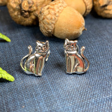 Load image into Gallery viewer, Cat Stud Earrings, Cat Lover Earrings, Animal Jewelry, Cat Mom Gift, Nature Jewelry, Sister Gift, Girlfriend Gift, Cute Cat Jewelry
