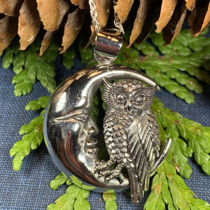 Owl Necklace, Moonstone Jewelry, Bird Pendant, Moon Necklace, Celestial Jewelry, Nature Jewelry, Irish Jewelry, Graduation Gift, Sister Gift