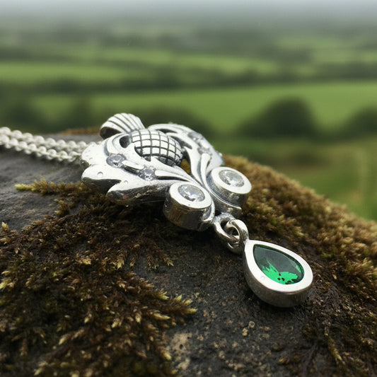 Thistle Necklace, Scotland Jewelry, Celtic Jewelry, Anniversary Gift, Bridal Jewelry, Wife Gift, Outlander Jewelry, Amethyst Jewelry