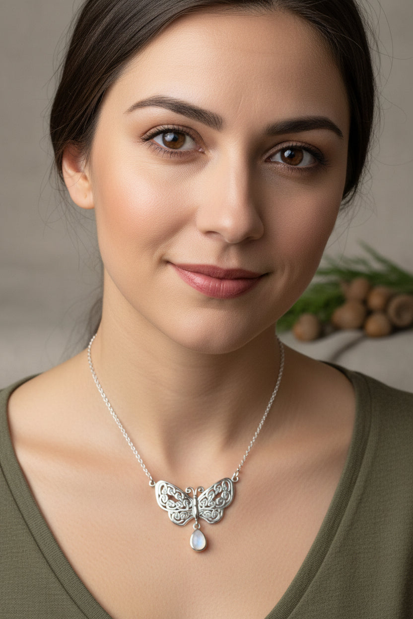 Meadow Celtic Butterfly Necklace in Sterling Silver — view 7