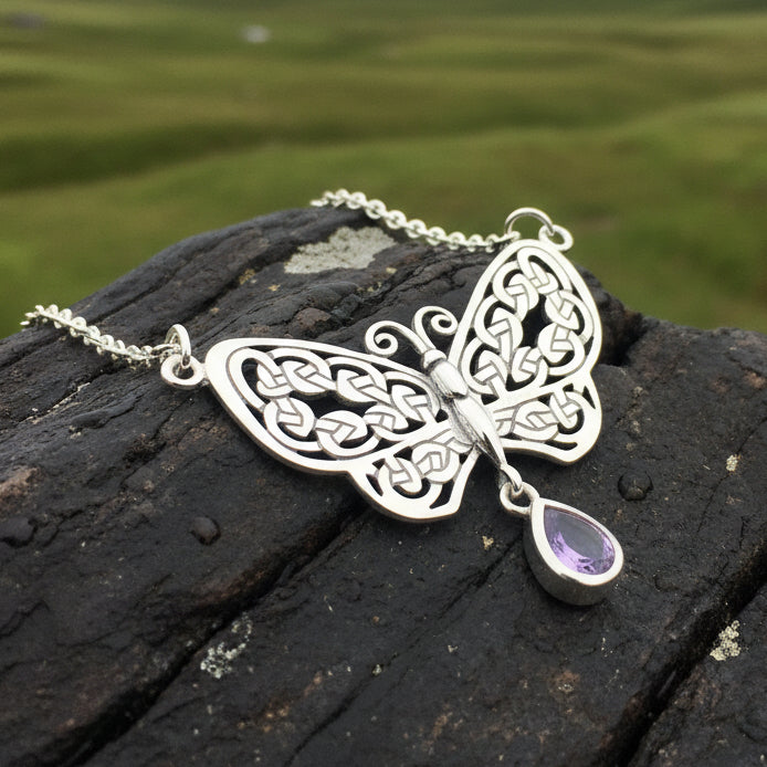 Meadow Celtic Butterfly Necklace in Sterling Silver — view 6
