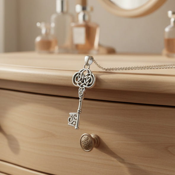 Adelaide Celtic Key Necklace in Sterling Silver — view 7