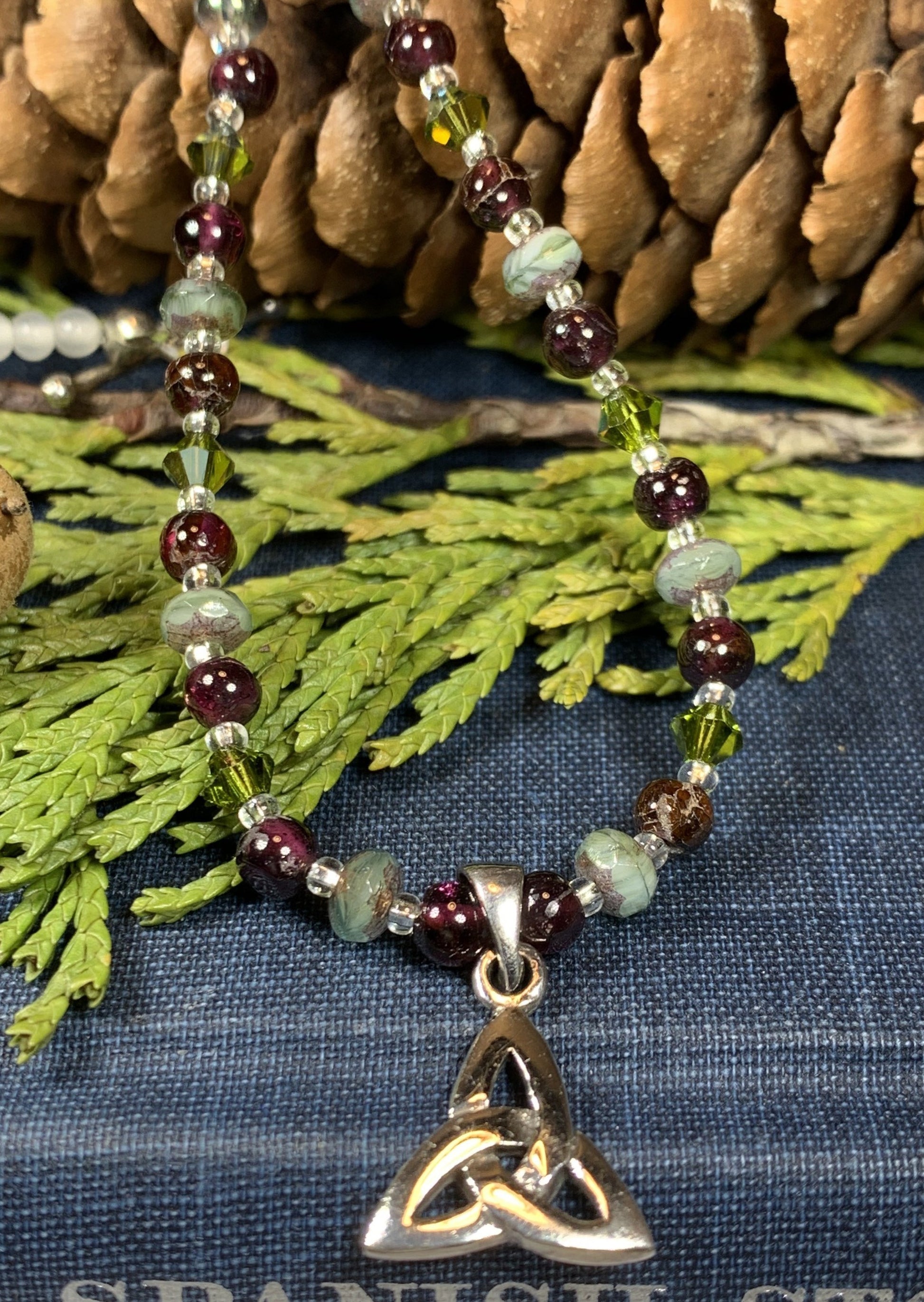 Wine & Roses Trinity Knot Necklace — view 9