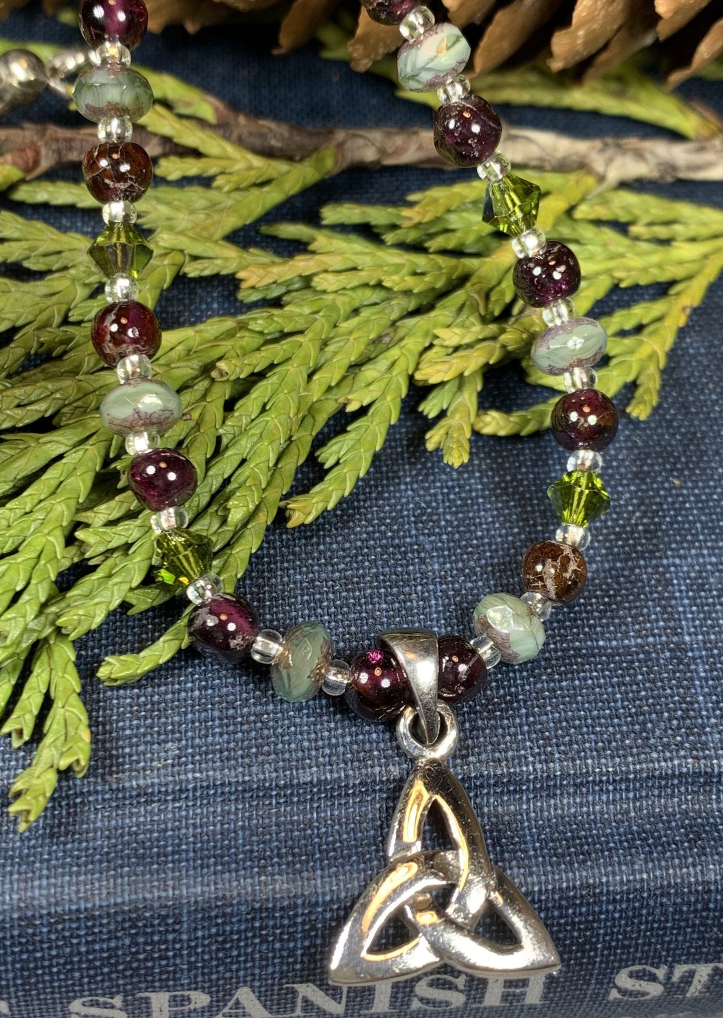 Wine & Roses Trinity Knot Necklace — view 11