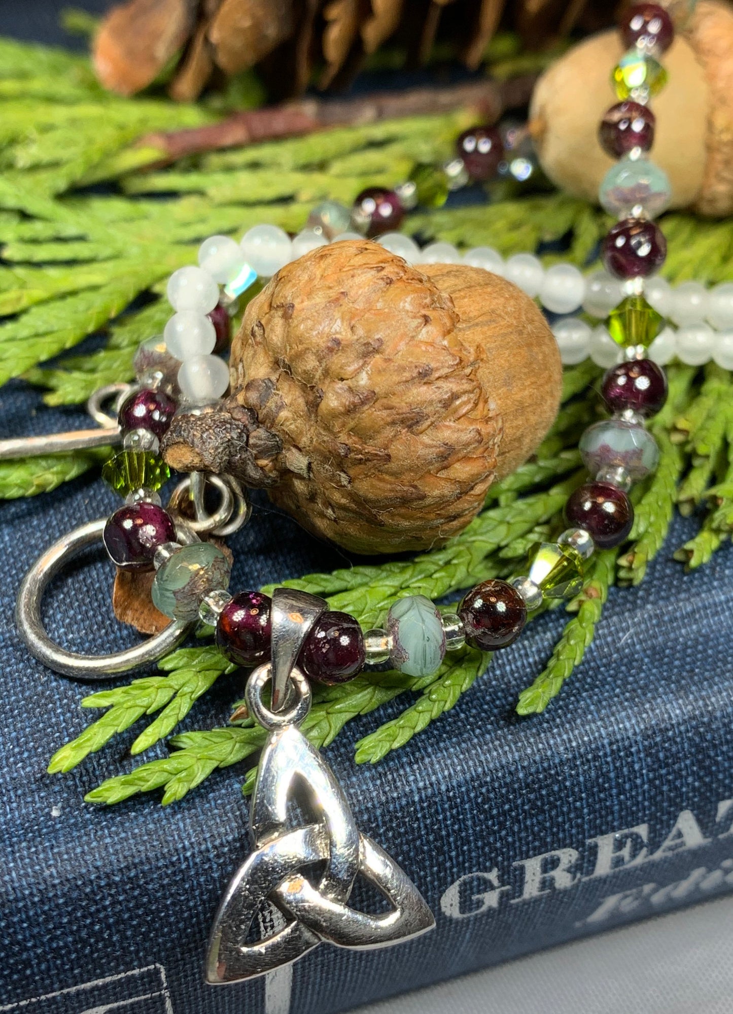 Wine & Roses Trinity Knot Necklace — view 12