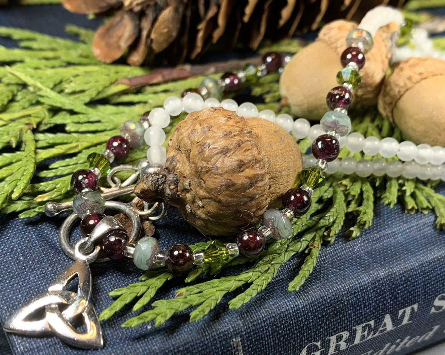 Wine & Roses Trinity Knot Necklace — view 7