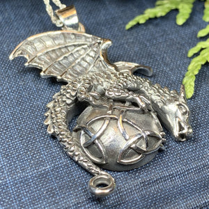 Dragon Moon Necklace, Celtic Jewelry, Pagan Jewelry, Gothic Necklace, Wiccan Jewelry, Welsh Dragon Pendant, Pagan Jewelry