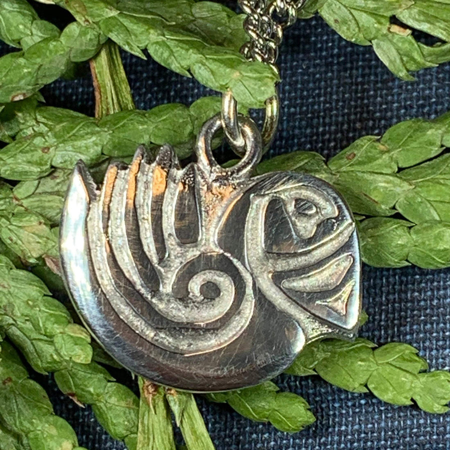 Puffin Necklace, Scotland Jewelry, Outlander Jewelry, Celtic Jewelry, Bird Jewelry, Girlfriend Gift, Anniversary Gift, Heart Jewelry
