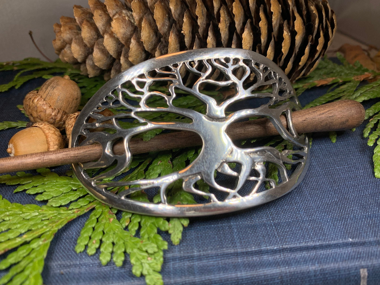 Tree of Life Hair Slide, Celtic Jewelry, Mom Gift, Tree Jewelry, Friendship Gift, Wiccan Jewelry, Anniversary Gift, Bun Holder, Hair Clip