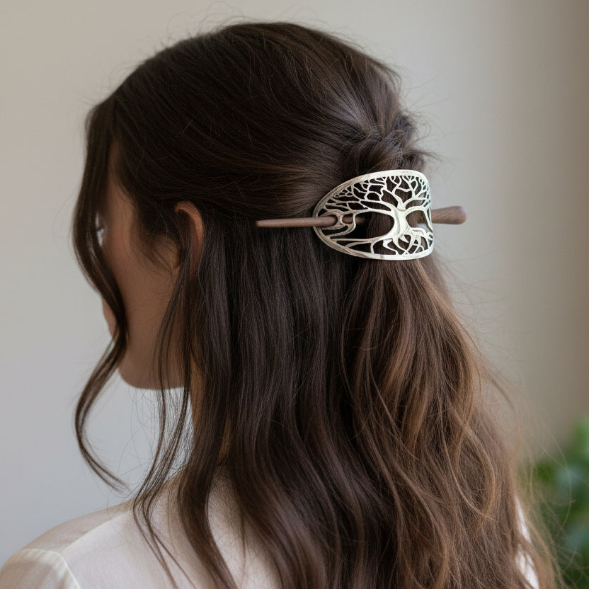 Tree of Life Hair Slide, Celtic Jewelry, Mom Gift, Tree Jewelry, Friendship Gift, Wiccan Jewelry, Anniversary Gift, Bun Holder, Hair Clip