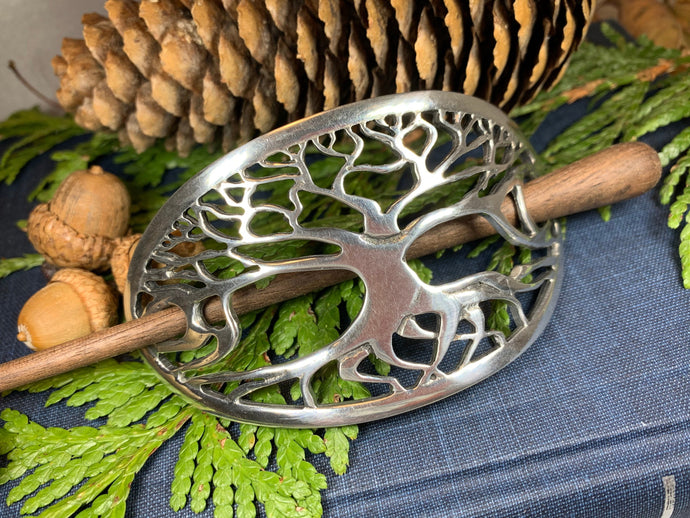 Tree of Life Hair Slide, Celtic Jewelry, Mom Gift, Tree Jewelry, Friendship Gift, Wiccan Jewelry, Anniversary Gift, Bun Holder, Hair Clip