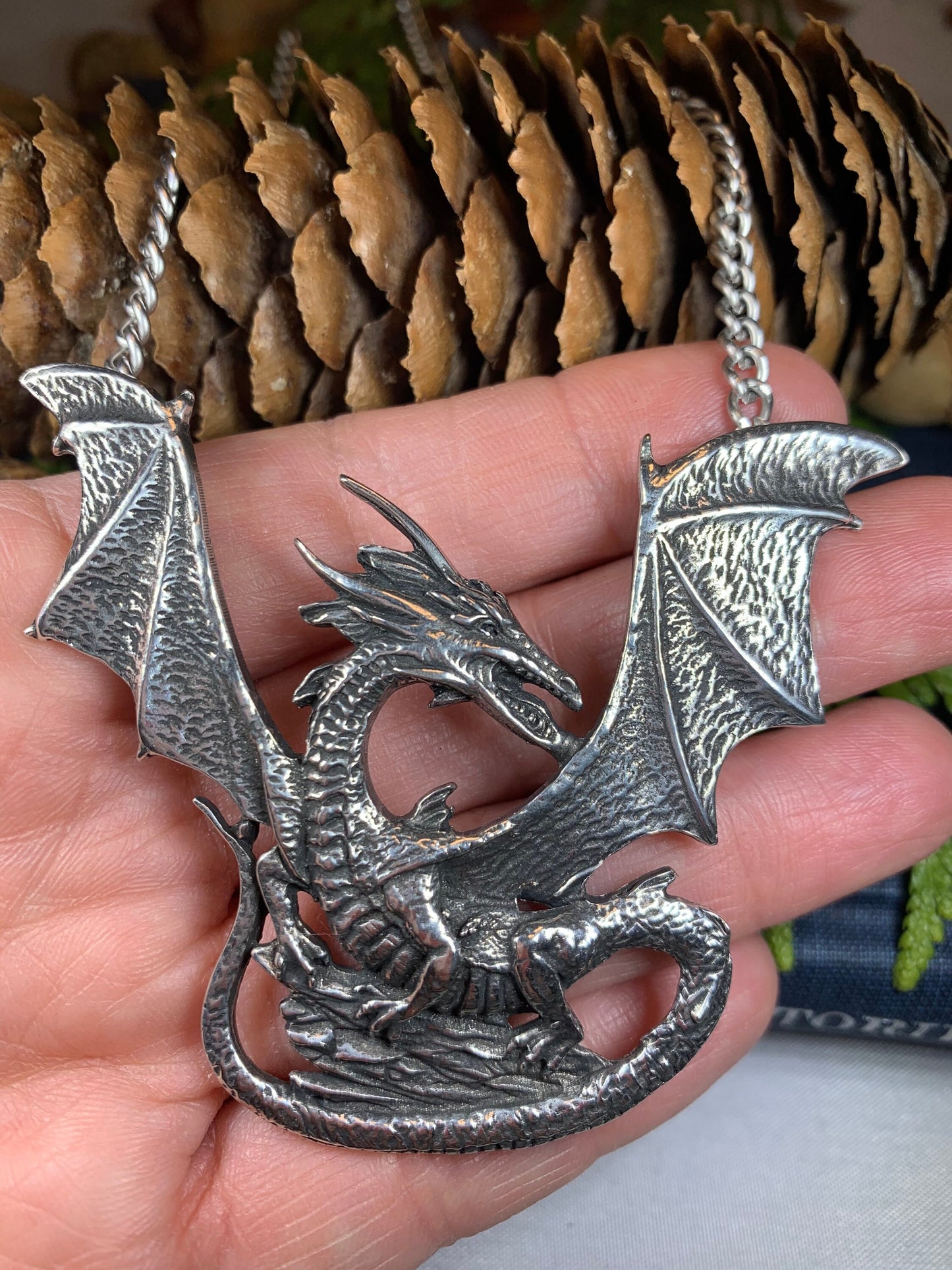 Dragon Necklace, Celtic Jewelry, Pagan Jewelry, Gothic Necklace, Wiccan Jewelry, Welsh Dragon Pendant, Pagan Jewelry, Wales Jewelry