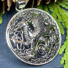 Load image into Gallery viewer, Welsh Dragon Necklace, Wales Necklace, Celtic Dragon, Celtic Jewelry, Silver Dragon, Pagan Jewelry, Wiccan Jewelry, Fantasy Jewelty
