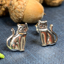 Load image into Gallery viewer, Cat Stud Earrings, Cat Lover Earrings, Animal Jewelry, Cat Mom Gift, Nature Jewelry, Sister Gift, Girlfriend Gift, Cute Cat Jewelry
