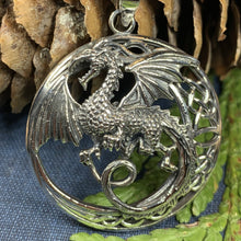 Load image into Gallery viewer, Dragon Moon Necklace, Celtic Jewelry, Pagan Jewelry, Gothic Necklace, Wiccan Jewelry, Welsh Dragon Pendant, Pagan Jewelry, Wales Jewelry
