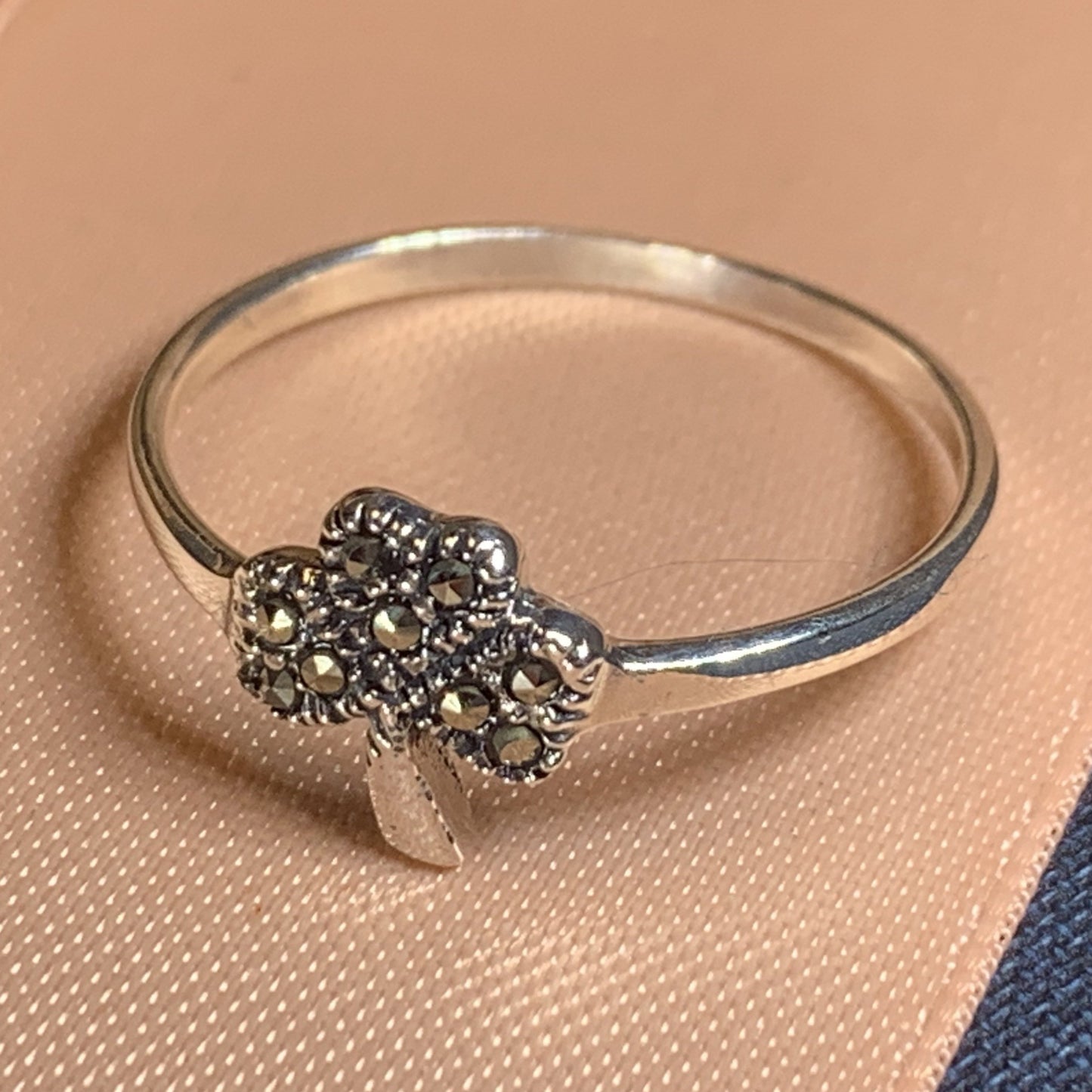 Fáilte Irish Shamrock Ring with Marcasite — view 5