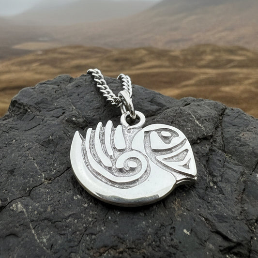 Puffin Necklace, Scotland Jewelry, Outlander Jewelry, Celtic Jewelry, Bird Jewelry, Girlfriend Gift, Anniversary Gift, Heart Jewelry