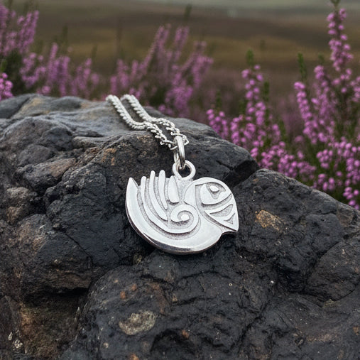 Puffin Necklace, Scotland Jewelry, Outlander Jewelry, Celtic Jewelry, Bird Jewelry, Girlfriend Gift, Anniversary Gift, Heart Jewelry