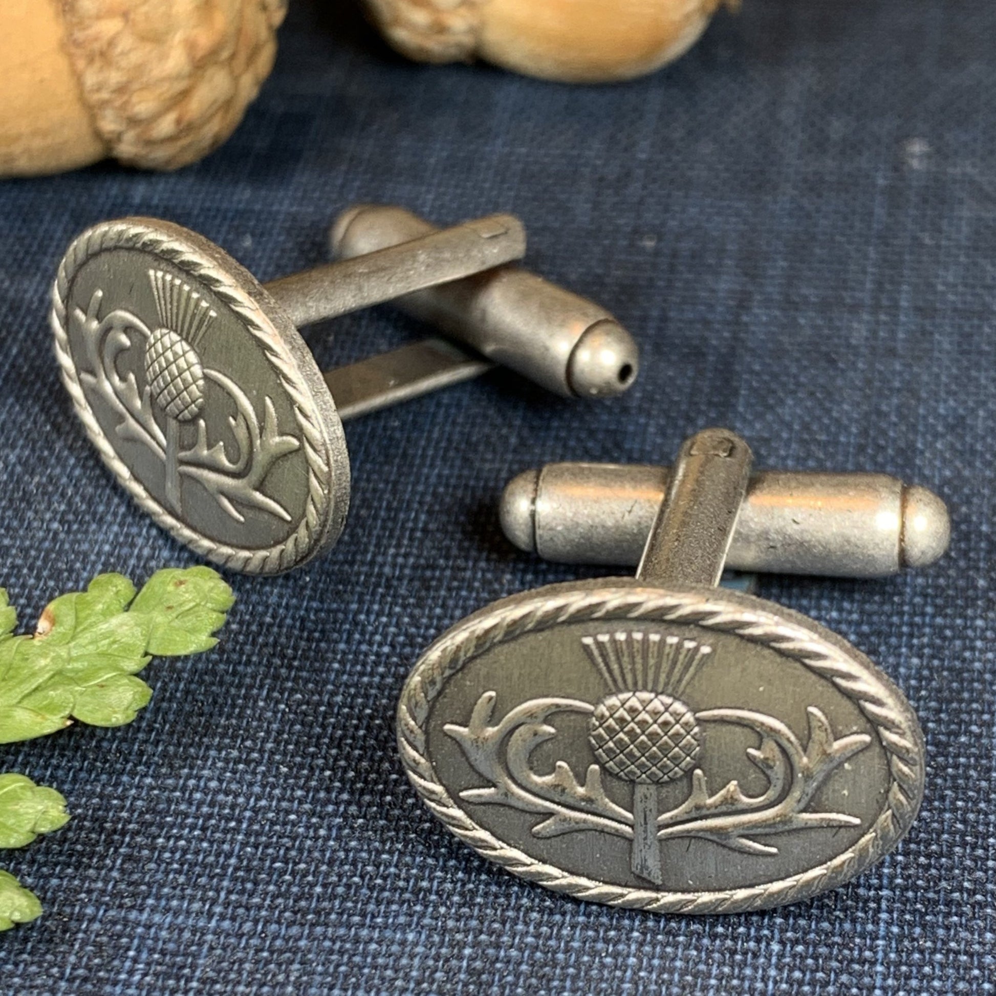 Scotland Thistle Cuff Links in pewter