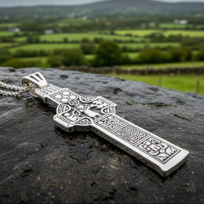 Celtic Cross Necklace, Cross Necklace, Celtic Jewelry, Anniversary Gift, First Communion Gift, Irish Cross, Durrow Cross, Ireland Gift