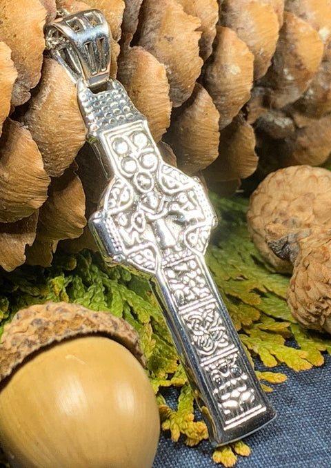 Load image into Gallery viewer, Celtic Cross Necklace, Cross Necklace, Celtic Jewelry, Anniversary Gift, First Communion Gift, Irish Cross, Durrow Cross, Ireland Gift
