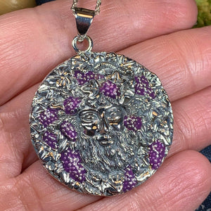 Wine God Necklace, Bacchus Pendant, Celtic Jewelry, Wine Jewelry, Anniversary Gift, Wiccan Jewelry, Pagan Jewelry, Mythical Jewelry, Grapes