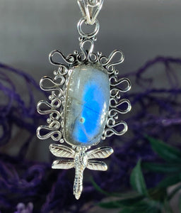 Dragonfly Necklace, Celtic Jewelry, Nature Jewelry, Labradorite Jewelry, Anniversary Gift, Insect Jewelry, Bridal Jewelry, Survivor Gift