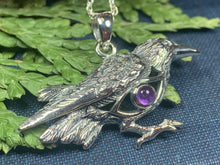 Load image into Gallery viewer, Raven Necklace, Wiccan Jewelry, Crow Pendant, Black Bird Pendant, Bird Jewelry, Pagan Jewelry, Nature Lover, Poe Jewelry, Gothic Jewelry
