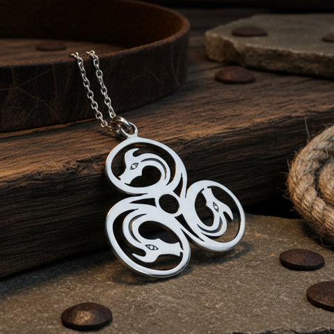 Load image into Gallery viewer, Celtic Spiral Necklace, Celtic Necklace, Irish Jewelry, Dragon Jewelry, Triple Spiral Jewelry, Wiccan Jewelry, Pagan Gift, Scotland Gift
