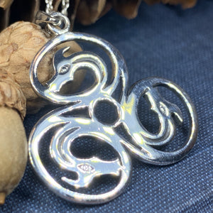 Celtic Spiral Necklace, Celtic Necklace, Irish Jewelry, Dragon Jewelry, Triple Spiral Jewelry, Wiccan Jewelry, Pagan Gift, Scotland Gift