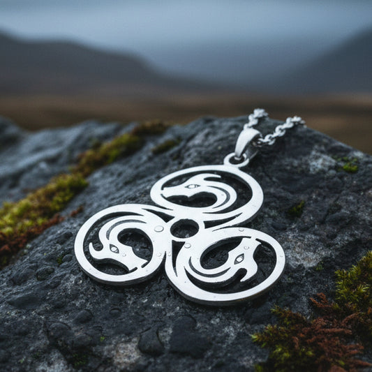 Celtic Spiral Necklace, Celtic Necklace, Irish Jewelry, Dragon Jewelry, Triple Spiral Jewelry, Wiccan Jewelry, Pagan Gift, Scotland Gift