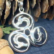 Load image into Gallery viewer, Celtic Spiral Necklace, Celtic Necklace, Irish Jewelry, Dragon Jewelry, Triple Spiral Jewelry, Wiccan Jewelry, Pagan Gift, Scotland Gift
