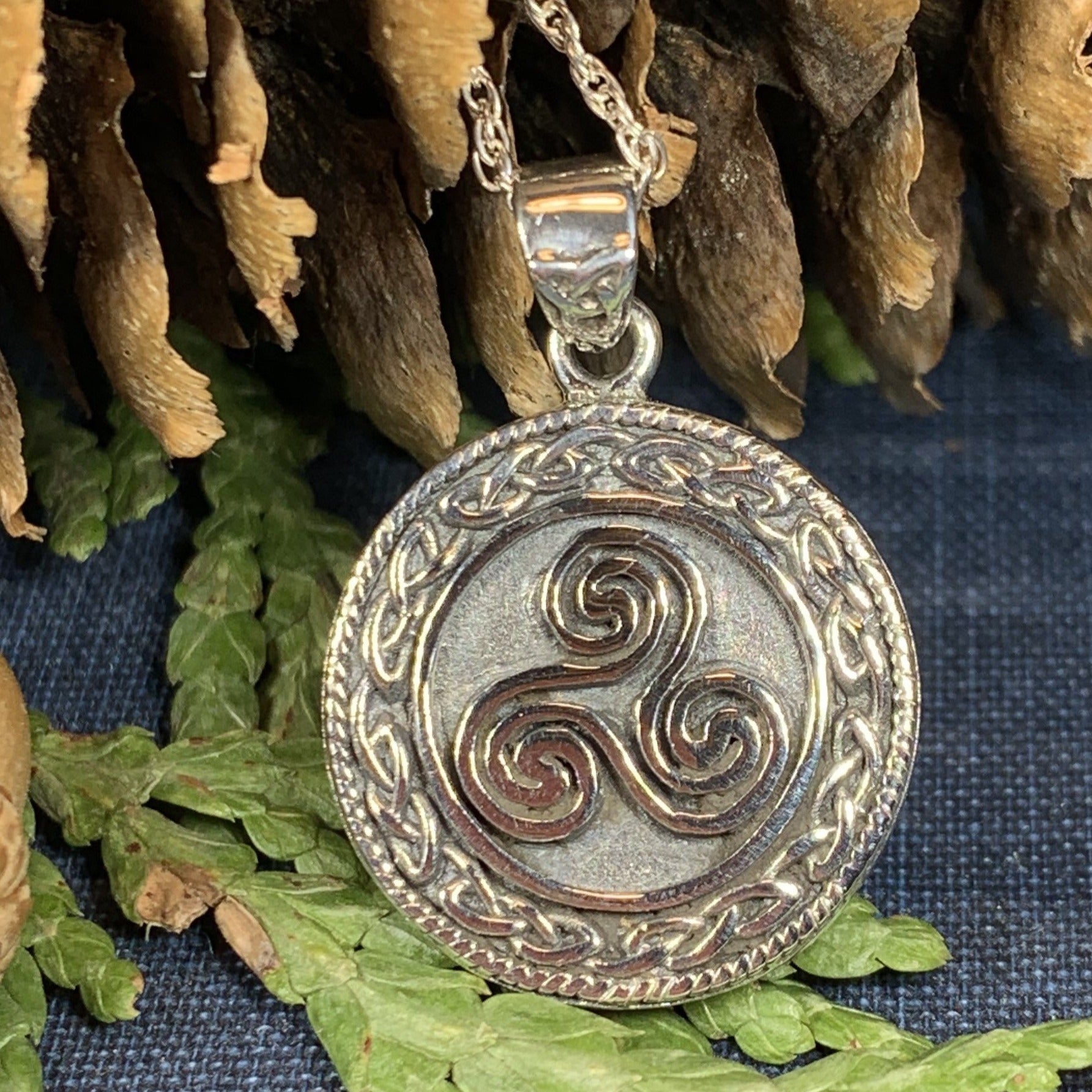 Celtic Spiral Pendant Symbol of New Beginning Prosperity Grouth Energy  Eternity Carved Stone Necklace Charm Jewellery Handmade by Myself 