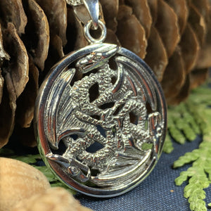 Dragon Necklace, Celtic Jewelry, Celtic Knot Jewelry, Pagan Jewelry, Gothic Necklace, Wiccan Jewelry, Ireland Jewelry, Wales Jewelry