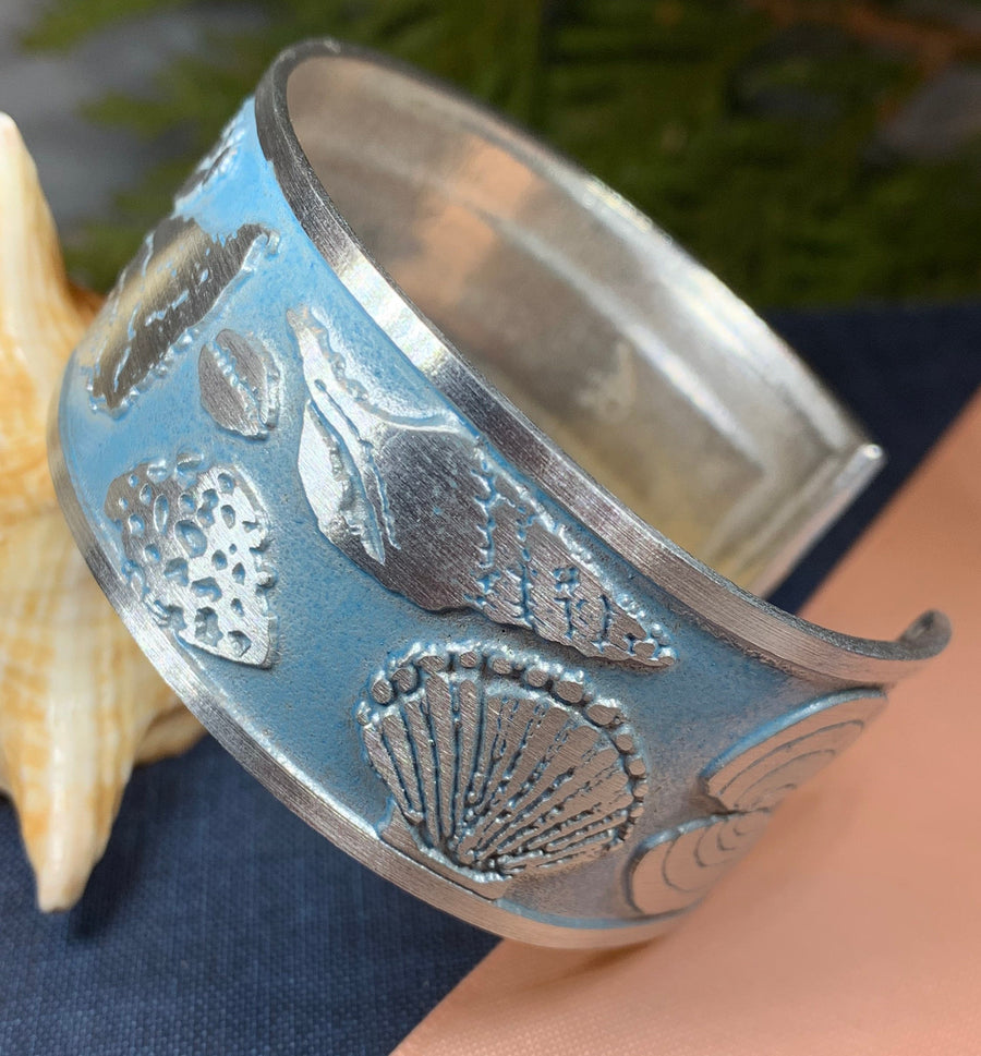 Blue Shell Bracelet, Celtic Jewelry, Bangle Bracelet, Beach Jewelry, Ocean Jewelry, Wife Gift, Girlfriend Gift, Sister Gift, Seashore Gift