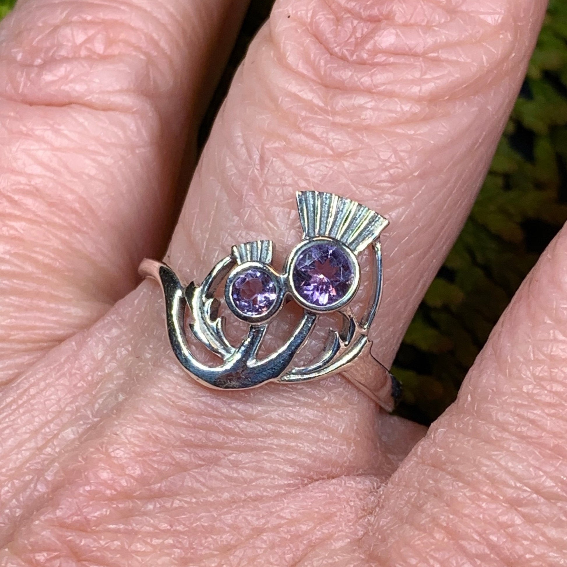 Adairia Scottish Thistle Amethyst Ring in Sterling Silver — view 8